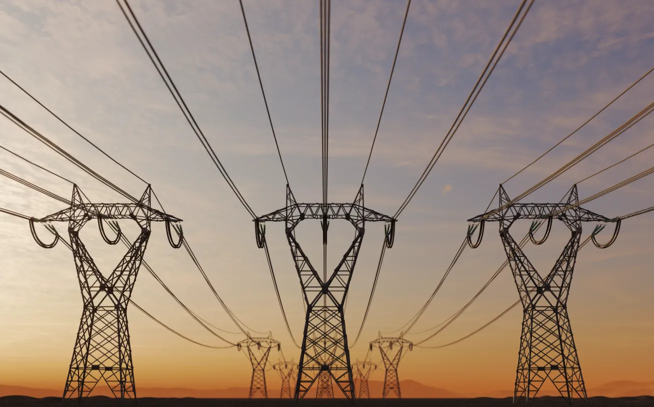 High voltage electric power lines.