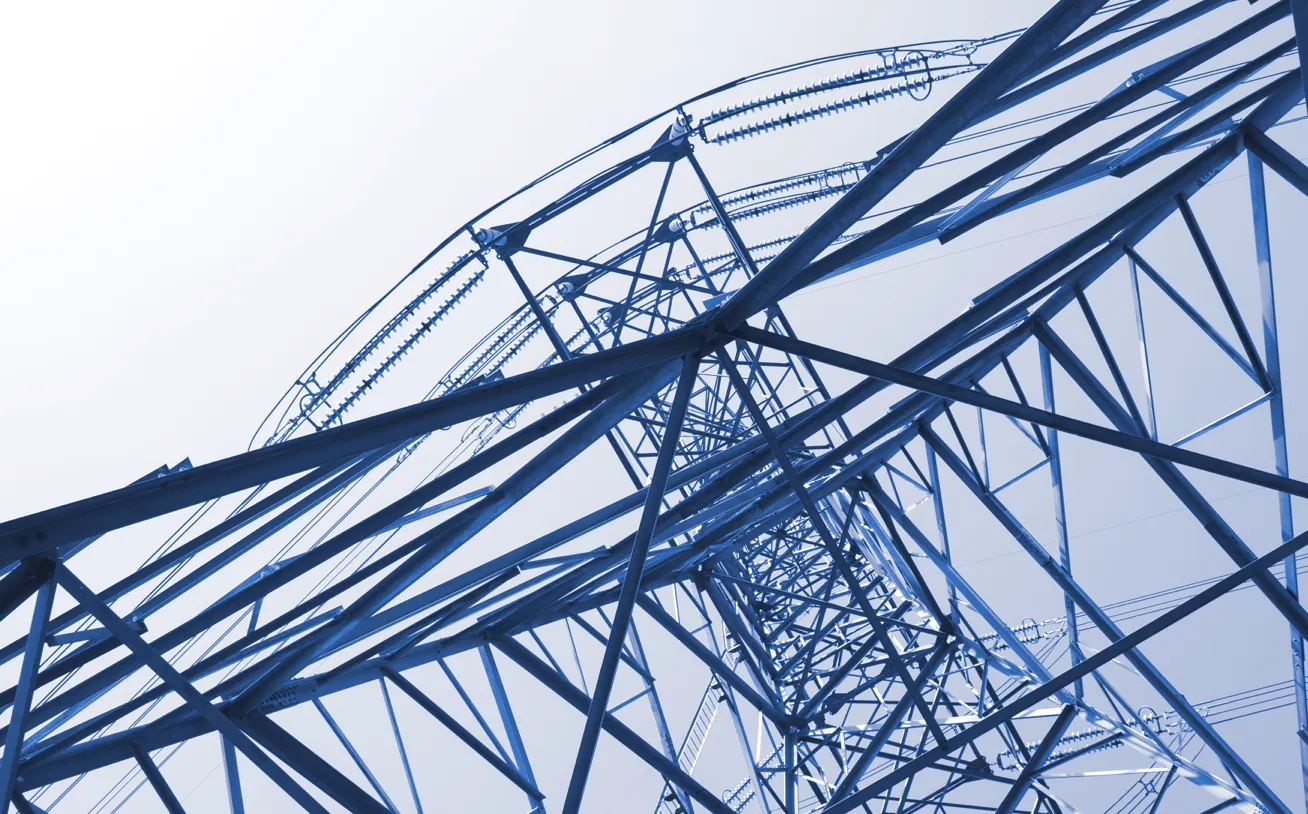 A high voltage transmission tower